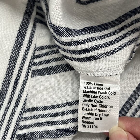 Kaari Blue 100% Linen Wide‎ Leg Cropped Pants Culottes Size 4 Pockets Casual - Picture 7 of 11